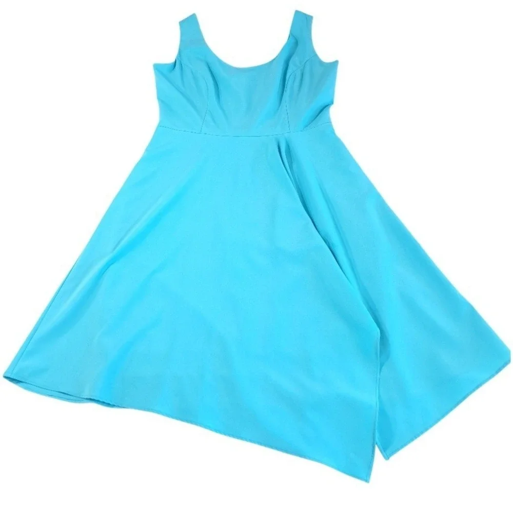 Belle Badgley Mischka Dress Size 4 Blue Sleeveless Layered Asymmetrical Cocktail